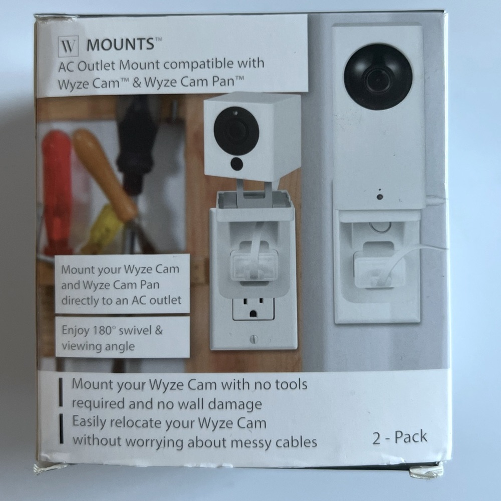 Wasserstein AC Outlet Mount for Wyze Cam & Wyze Cam Pan -2 Pack Free Ship